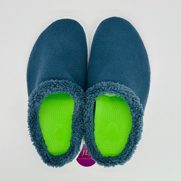 OOFOS Men's OOcoozie Mule Slip On Recovery Shoes Moroccan Blue Sherpa Size 8 - Picture 8 of 10